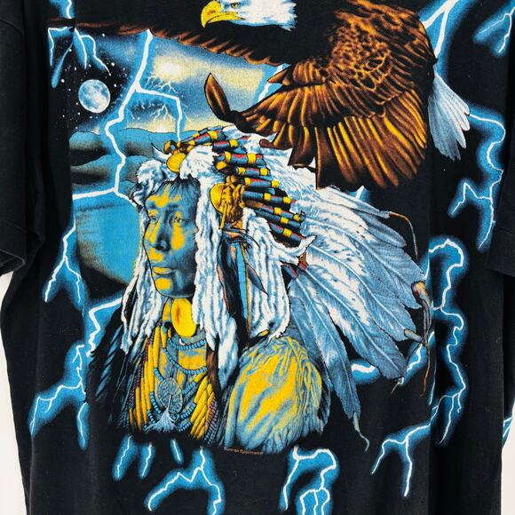 Vintage American Thunder Eagle AOP Size XL Single Stitch Lightning 90’s - Picture 4 of 12